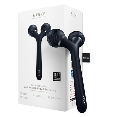 GESKE | SmartAppGuided™ Sonic Facial & Body Roller | 4 in 1 | Derma Roller | Gerät für Gesicht und Körper | Professioneller Gesichtsroller | Strafft und definiert Körper und Gesicht