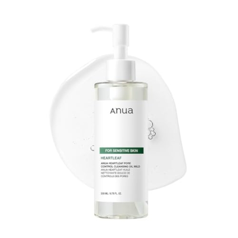 ANUA Heartleaf Porenreinigungsöl MILD, Gesichtsreiniger für empfindliche Haut, Ölreiniger für das Gesicht, Make-up-Mitesserentferner, koreanische Hautpflege, nicht komedogen, 6,76 fl oz (200 ml)