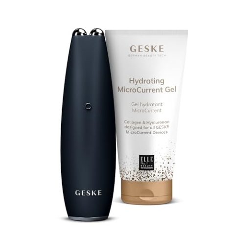GESKE | MicroCurrent Face-Lift Pen 6 in 1 inkl. Hydrating MicroCurrent Gel | SmartAppGuided Mikrostrom-Device | Set mit passender Kosmetik-Zugabe | Beauty-Bundle