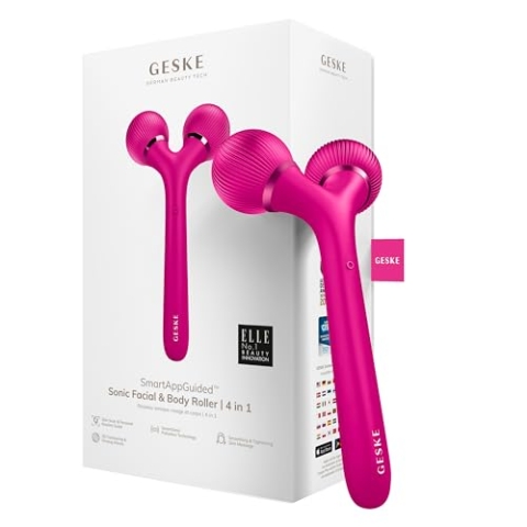 GESKE | SmartAppGuided™ Sonic Facial & Body Roller | 4 in 1 | Derma Roller | Gerät für Gesicht und Körper | Professioneller Gesichtsroller | Strafft und definiert Körper und Gesicht