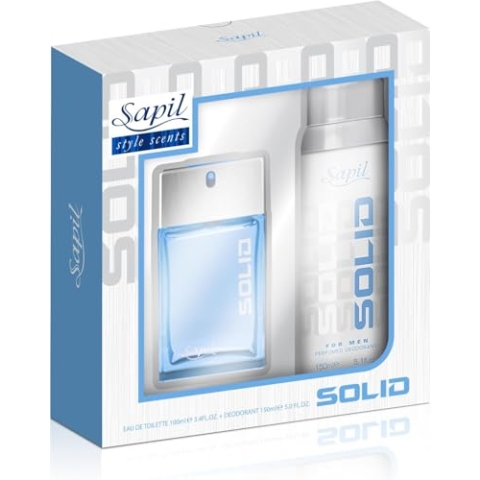 Sapil Solid – Eau de Toilette und Deodorant Spray für Männer – Evokes Power and Sensuality – Open with Fresh and Citrus Notes – Beautiful Giftset Box – Perfect for Gift Occasion, 2 Stück