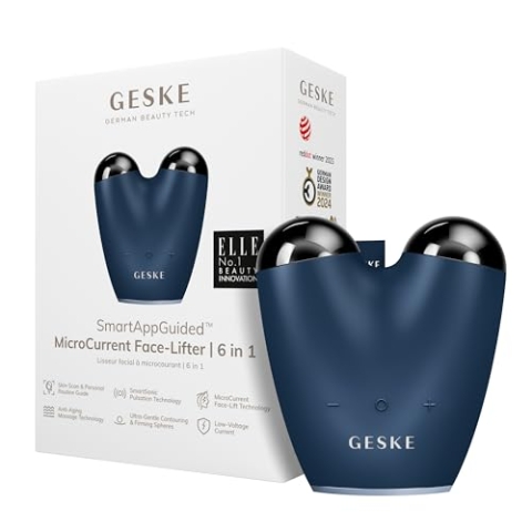 GESKE | SmartAppGuided™ MicroCurrent Face-Lifter | 6 in 1 | Facial Lifting | Gesicht- & Jawline Trainer | Gesichtsstraffung | Anti Aging Device | Mikrostrom gegen Falten | Doppelkinnentferner