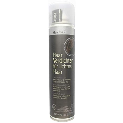 Hairfor2 Haarverdichtungsspray gegen lichtes Haar | Haarpuder | Streuhaar | Haarauffüller | Haarausfall | Haarverdichter (400ml, Dunkelbraun)