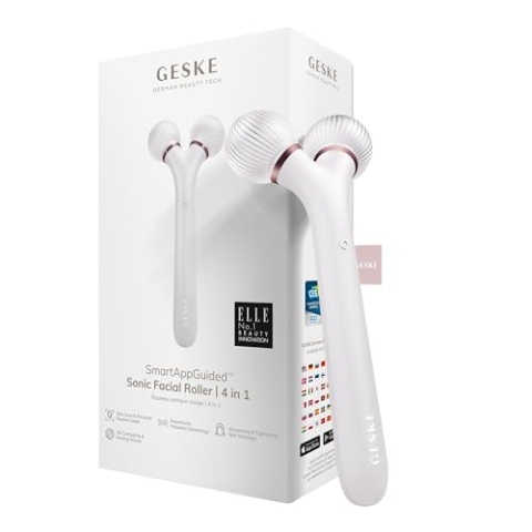 GESKE | SmartAppGuided™ Sonic Facial Roller | 4 in 1 | Gerät für Gesicht | Derma Roller | Professioneller Gesichtsroller | Strafft und definiert die Haut im Gesicht