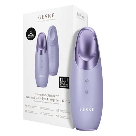 GESKE | SmartAppGuided™ Warm & Cool Eye Energizer | 6 in 1 | Augenmassagegerät | Massagegerät gegen Augenringe | Tränensäcke und Schlupflider entfernen | Elektrische Augenmassage