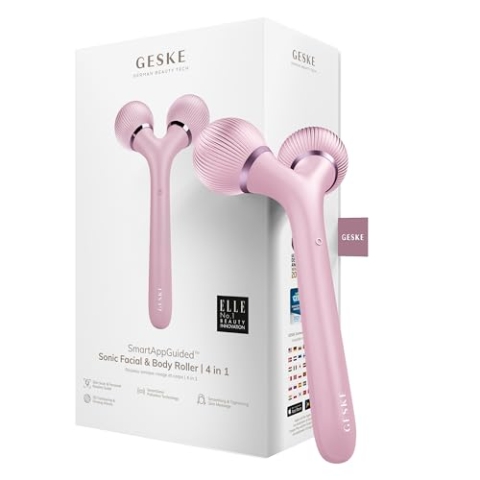 GESKE | SmartAppGuided™ Sonic Facial & Body Roller | 4 in 1 | Derma Roller | Gerät für Gesicht und Körper | Professioneller Gesichtsroller | Strafft und definiert Körper und Gesicht