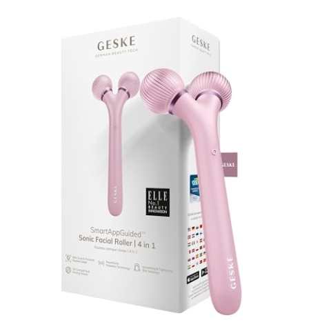GESKE | SmartAppGuided™ Sonic Facial Roller | 4 in 1 | Gerät für Gesicht | Derma Roller | Professioneller Gesichtsroller | Strafft und definiert die Haut im Gesicht