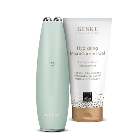 GESKE | MicroCurrent Face-Lift Pen 6 in 1 inkl. Hydrating MicroCurrent Gel | SmartAppGuided Mikrostrom-Device | Set mit passender Kosmetik-Zugabe | Beauty-Bundle