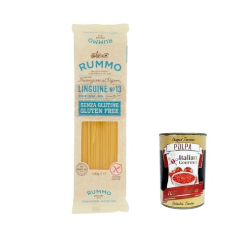 10x Rummo Pasta Linguine n. 13 senza Glutine, gluten free, 100% italienische Pasta nudeln glutenfrei 400g + Italian Gourmet polpa 400g