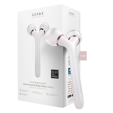GESKE | SmartAppGuided™ Sonic Facial & Body Roller | 4 in 1 | Derma Roller | Gerät für Gesicht und Körper | Professioneller Gesichtsroller | Strafft und definiert Körper und Gesicht