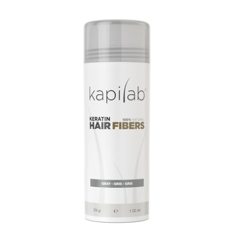 Kapilab Streuhaar Grau, Premium Haarpuder zur Haarverdichtung Haarfasern für Dünner Werdenes Haar Keratin Haarpulver Mehr Volumen Hair Fibers für Männer und Frauen - 25 gramm