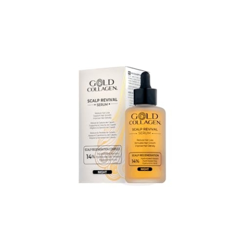 GOLD COLLAGEN® Scalp Revival Haarserum für die Nacht zum Wachstum und gegen Haarausfall, mit Hyaluronsäure und natürlichen Extrakten, feuchtigkeitsspendende Behandlung mit Keratin, trockenes