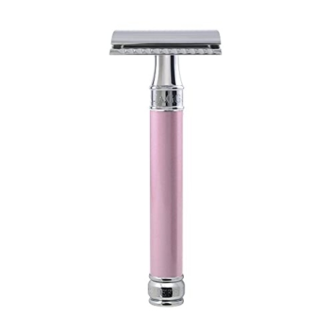 Edwin Jagger Delpi Rasierhobel mit langem Griff, Rosa