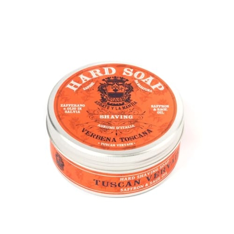 ABBATE Y LA MANTIA: Rasierseife Eisenkraut Toskana – adstringierend und reinigend – mit Salbeiöl und Safran – 150 g – Made in Italy
