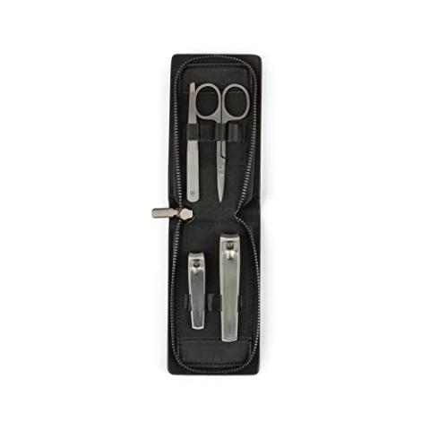 Society Paris Reise Nagel-Set 4-teilig aus Edelstahl im Etui in der Farbe Schwarz, Maße: 7cm x 12cm x 2cm, GM_TNK_BLK