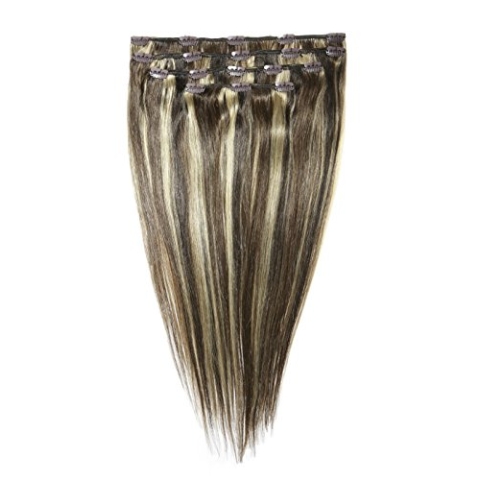 American Dream Komplettes Head Set of Clip in Extensions - 100 Prozent Echthaar - Farbe 4/6/14 brauntöne-Mix - 4 Pieces - 105 g - 18 inch / 46 cm Länge, 1er Pack (1 x 156 g)