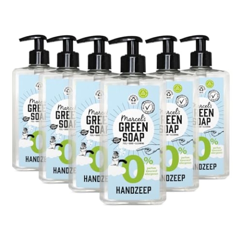 Marcel's Green Soap - Handseife 0% - Allergiezertifiziert - Handwaschspender - Vegan - 97% biologisch abbaubar - 3000 ml, 500 ml (6er-Pack)