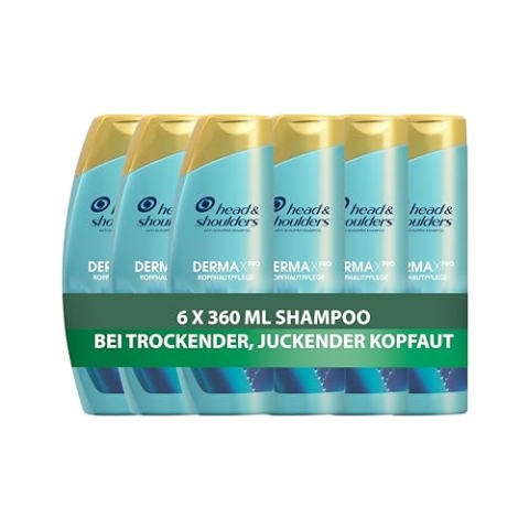 Head & Shoulders DERMAXPRO Beruhigend, Anti-Schuppen Shampoo Männer und Damen (6x 360 ml), mit Kaktus-Extrakt, aktiver Aloe & Vitamin E, gegen juckende und trockene Kopfhaut