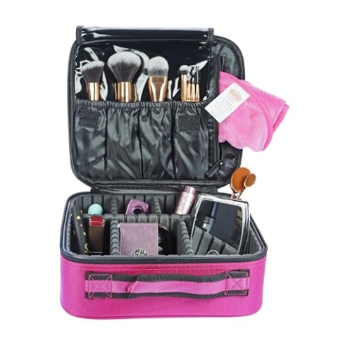 Fantasia® Beauty Kosmetiktasche Pink – Groß & Vielseitig mit Organizer-Einteilungen – Schminktasche Perfekt für Reisen & Alltag – Beauty Case für Damen – Make-Up Tasche mit Verstellbaren Fächern