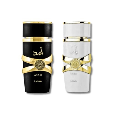 Lattafa for Unisex 2 Piece Eau de Parfum Geschenkset (Yara Moi for Women + Asad for Men) 96.4 g/100ml each