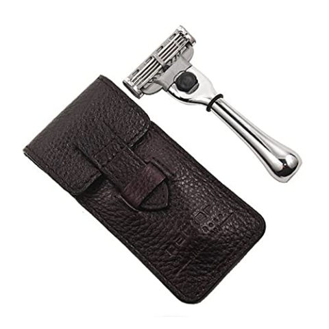 Parker Travel Mach 3 Compatible Razor with Leather Case Modell TravM3