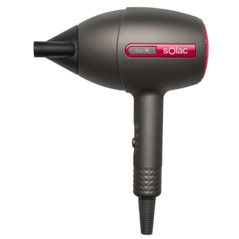 Solac SH7087 Fast ionic Dry 2000 Haartrockner, 2000 W, 2 Geschwindigkeitsstufen, Kaltluftknopf, Ionen-Technologie, Ultra Fast Drying, Soft Touch, konzentrator, schwarz