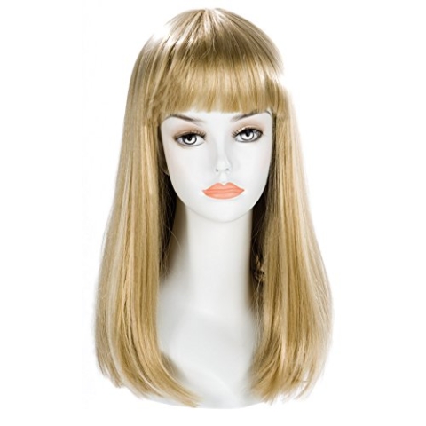 World Wigs Perücke blond halblang mit Pony rechts