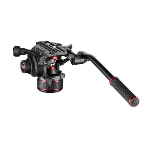 Manfrotto Nitrotech 608 Fluid-Videokopf für DSLR-, Spiegellos, Video- und Kinokamerasysteme - Stufenloses Counterbalance-System 0-8 kg - Variables Stufenloses Fluid-Drag-System - 14 kg Traglast