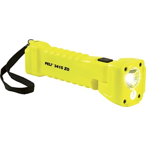 Peli 3415MZ0 ATEX Zone 0 Ex-Schutz Winkelform LED-Taschenlampe mit integriertem Magnet für Freihändigen Gebrauch, Hochwertige Qualität für Elektriker, Mechaniker, IPX8 Wasserdicht, 329 Lumen, Gelb