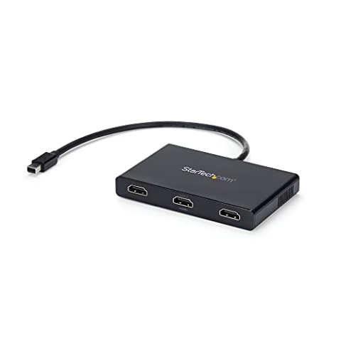 StarTech.com Mini DisplayPort MST Hub (3 Ports, 4 K, 30 Hz, Mini-DP auf HDMI, Video-Splitter für mehrere Monitore, mDP auf HDMI, MSTMDP123HD) Schwarz