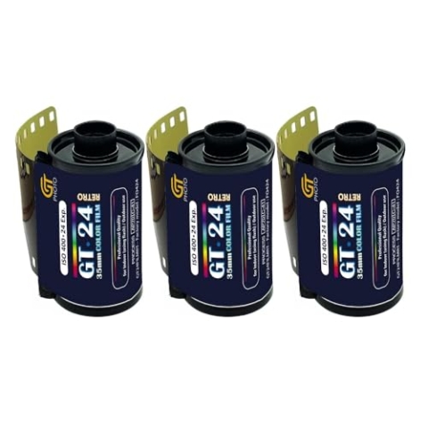GT Photo Farbfilm GT24FILM 35 mm – Set mit 3 Folien mit 24 Positionen – ideal für Fotografie, Entwicklung und hochwertigen Druck