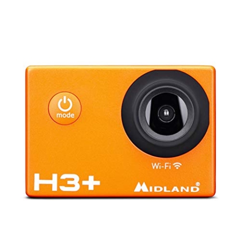 Midland H3+ Full HD Action Kamera, C1235.01 mit WiFi, 2'' LC Display und Bildstabilisator, schwarz/orange
