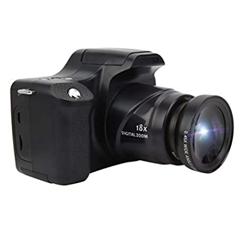 4K-Videokamera-Camcorder, Full HD 1080P-Digitalkamera, 24 MP, 18-facher Zoom, 3-Zoll-LCD-Bildschirm, Tragbarer SLR-Vlogging-Videorecorder für Kinder und Erwachsene(Kamera+Objektiv)