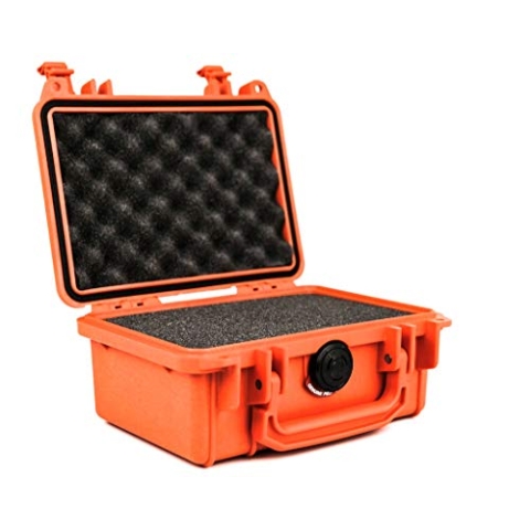 PELI 1120 Koffer, Schutzbox für Optische und Elektronische Instrumente, IP67 Wasser- und Staubdicht, 2L Volumen, Mit Schaumstoffeinlage (anpassbar), Orange