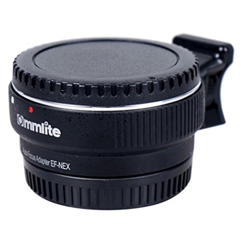 Commlite Auto Fokus EF-NEX EF-E-Mount-Objektiv-Mount-Adapter für Canon EF EF-S Objektiv an Sony E NEX Mount 3/3N/5N/5R/7/A7 A7R Full-Frame, Farbe schwarz
