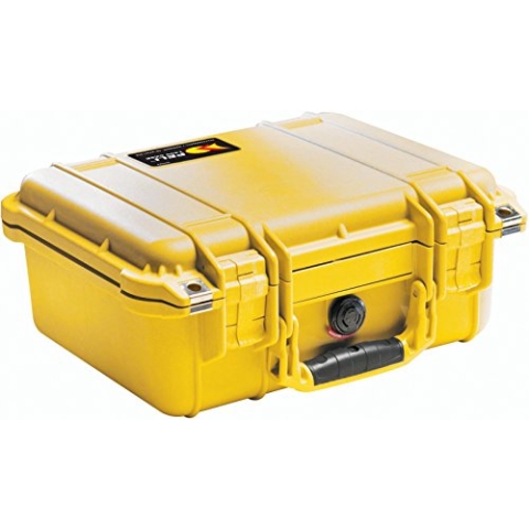 PELI 1400 Koffer für Optimalen Schütz Ihrer Kamera- und Videoausrüstung, IP67 Wasserdicht, 9L Volumen, Ohne Schaum, Gelb