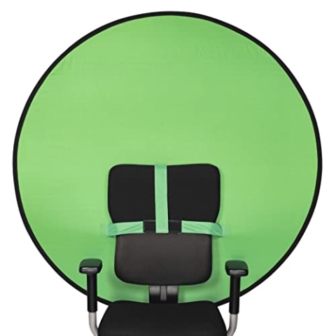 Hama Fotohintergrund Greenscreen "Chairy" zur Befestigung am Stuhl (mobiler Falthintergrund 130 cm Durchmesser für Fotografie, Video, Streaming, Gaming, Home Office, schnell aufbauen und abbauen) grün 00021572