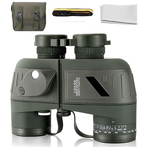 Fernglas mit Entfernungsmesser & Kompass - 10x50
