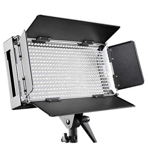 Walimex pro LED 500 Flächenleuchte, dimmbares Flächenlicht mit LCD-Display & Touchscreen, Videoleuchte mit vier Abschirmkappen, Stativaufnahme neigbar