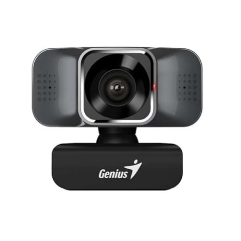 Genius FaceCam leise schwarze Webcam (Full HD 1920 x 1080 p/30 fps / 360 Rotation/Rauschunterdrückung)