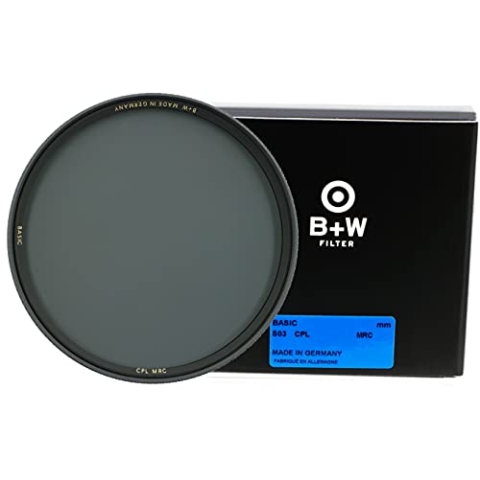 B+W Polarisationsfiter Zirkular - S03 Basic Line - 40,5 mm, MRC 16x, Grip-Drehring, für Weitwinkel- bis Teleobjektiv, 1100879, Black