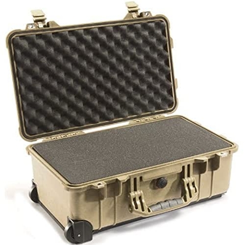 PELI 1510 Extrem Robuster Handgepäck Transportkoffer, IP67 Wasser- und Staubdicht, 27L Volumen, Mit Schaumstoffeinlage (Anpassbar), Sandfarben