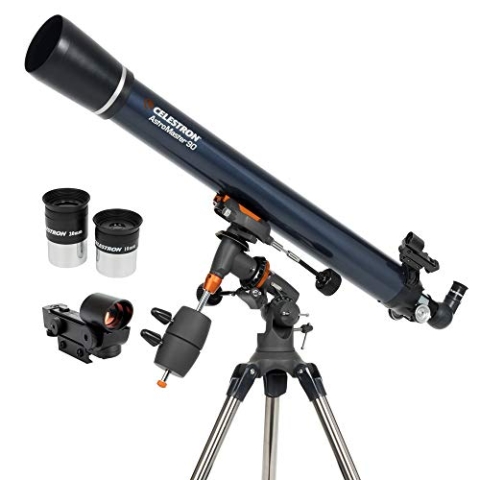 Celestron 21064 AstroMaster 90EQ Refractor Telescope, Dark Blue