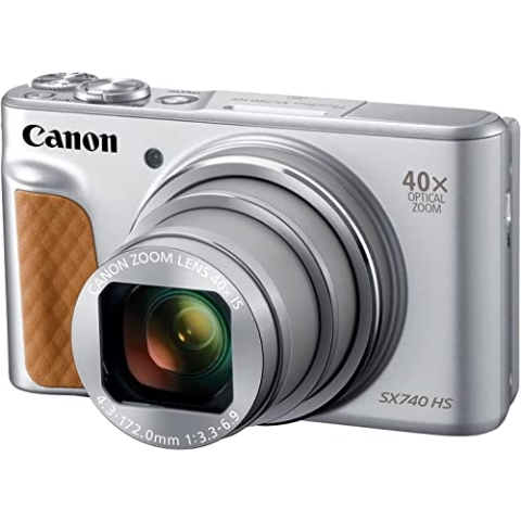 Canon PowerShot SX740 HS Digitalkamera (20,3 MP, 40-fach optischer Zoom, 7,5cm (3 Zoll) Display, DIGIC 8, 4K Ultra HD, HDMI, WLAN, Bluetooth, Blendenautomatik, Zeitautomatik), silber