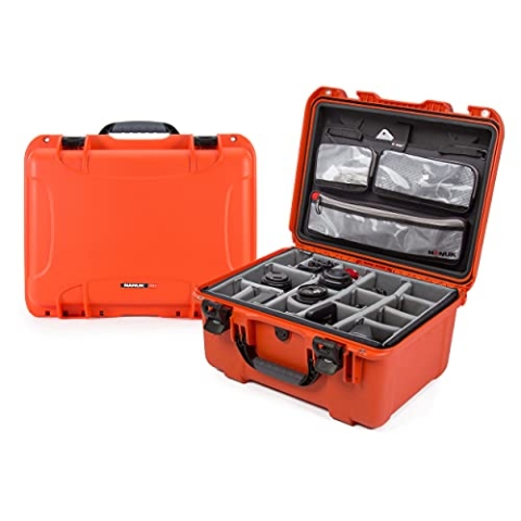 NANUK 933 Wasserdichter Hartschalenkoffer Mit Gepolsterten Trennwänden und Organizer für Deckel - Orange