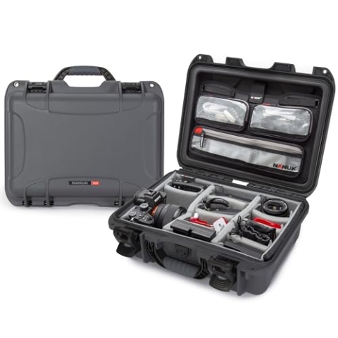 NANUK 920 Wasserdichter Hartschalenkoffer Mit Gepolsterten Trennwänden und Organizer für Deckel - Graphit