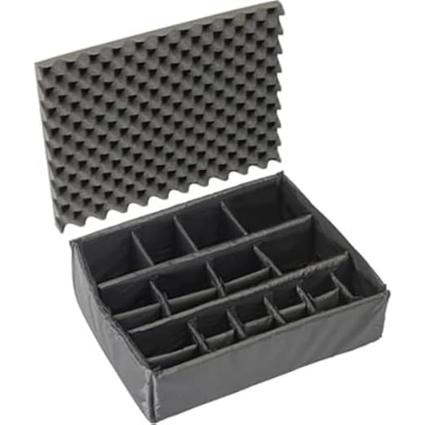 PELI 1615 Set gepolsterte Trennwände und Noppenschuam für Deckel, Original Protector Case Zubehör, Kompatibel 1610 Koffer, Farbe: Schwarz