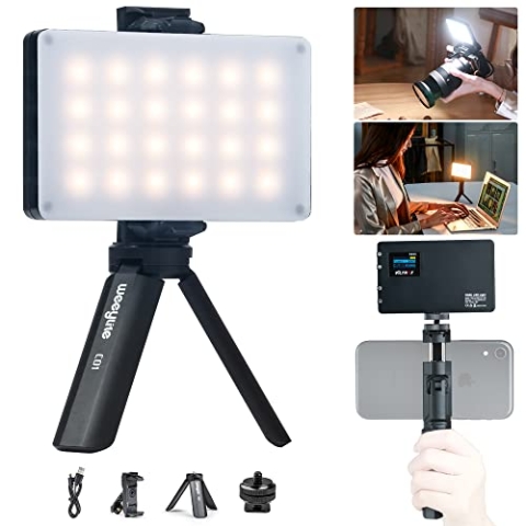 VILTROX RB08 LED-Videoleuchte, Mini-Taschen-Foto-Auflicht für DSLR-Kamera-Camcorder, CRI 95+ 2500–8500K zweifarbige dimmbare Flächenleuchten mit eingebautem Akku-LCD-Bildschirm