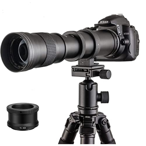Teleobjektiv 420-800mm, Objektiv für Sony E, Manueller Fokus Zoom Objektiv für Sony A7C A7R A7S A7 A9 A6700 A6600 A6500 A6400 A6300 A6100 A6000 A7II A7SIII A7III A7C A7RIV A7RIII