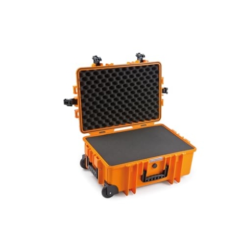 B&W Transportkoffer Outdoor - Typ 6700 Orange - mit Würfelschaum, Trolley Koffer, ideal auf Tour - wasserdicht nach IP67 Zertifizierung, staubdicht, bruchsicher und unverwüstlich
